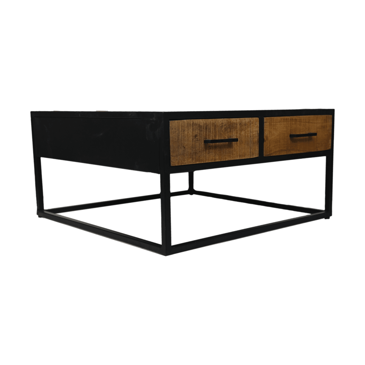 Salontafel Verona - 80x80x40 - Natuurlijk/Zwart - Mangohout/metaal