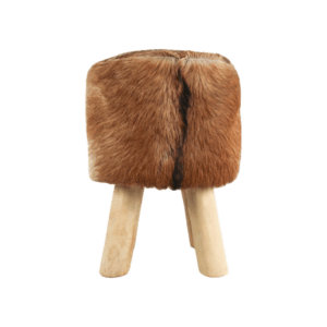 HSM Collectie-Ronde Kruk Geitenleer-ø33x45-Assorted/Natuurlijke Geitenleer/Teak - HSM Collectie-Ronde Kruk Geitenleer-ø33x45-Assorted/Natuurlijke Geitenleer/Teak -