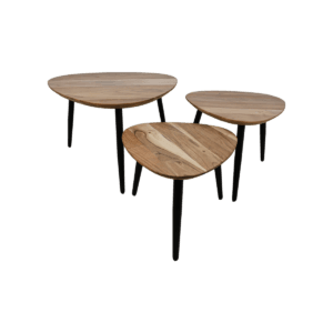 Salontafels - ø70/ø50/ø45 - Acaciahout/ijzer - Set van 3 - Salontafels - ø70/ø50/ø45 - Acaciahout/ijzer - Set van 3 -