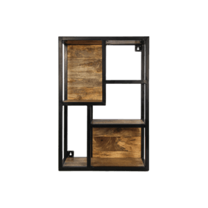 HSM Collectie-Wandrek Levels -50x20x75-Natuur/Black-Mango/Metaal - HSM Collectie-Wandrek Levels -50x20x75-Natuur/Black-Mango/Metaal -