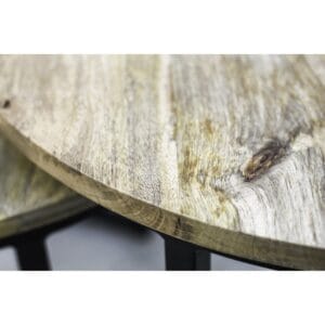 2-Delige Salontafel Ronin - ø60 cm - mangohout/ijzer - naturel - 2-Delige Salontafel Ronin - ø60 cm - mangohout/ijzer - naturel -