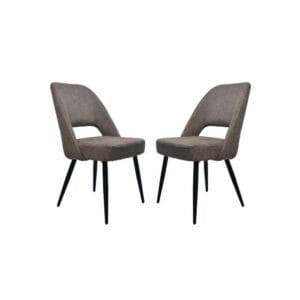 HSM Collection -Eetkamerstoel Jenna – Set van 2 – 62x54x87 – bruin/zwart – Katoen