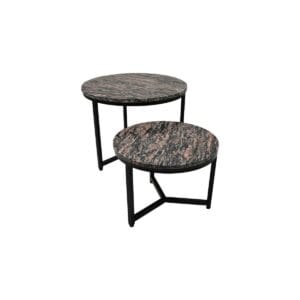 Ronde Salontafel Set van 2 - ø60x45/ø45x34 - bruin/Zwart - Marmer - Ronde Salontafel Set van 2 - ø60x45/ø45x34 - bruin/Zwart - Marmer -