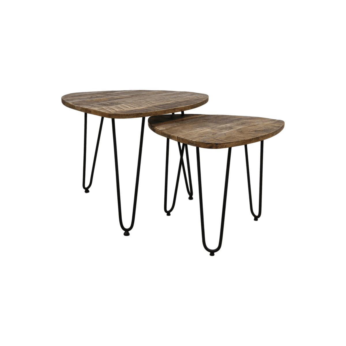2-Delige salontafelset Dexter - ø60 cm - mangohout/ijzer