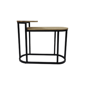 Sidetable Ovaal Plateau - 75x30x60 - Natuurlijk/Zwart - Mangohout/ijzer