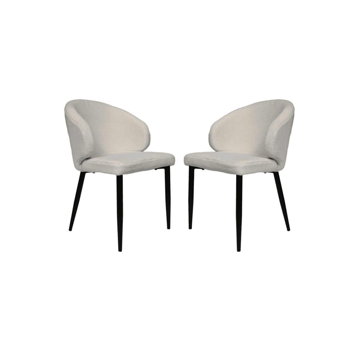 Eetkamerstoel Yuna - Creme - Teddy/metaal - Set van 2