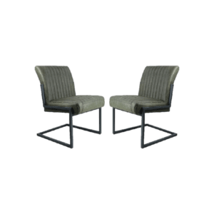 HSM Collectie-Eetkamerstoel Texas S/2-55x50x85-Groen/Grijs-Leder/Metaal - HSM Collectie-Eetkamerstoel Texas S/2-55x50x85-Groen/Grijs-Leder/Metaal -