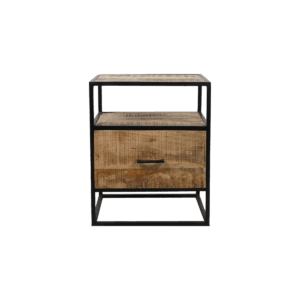 Nachtkastje - 45x35x55 - Bruin/zwart - Mangohout/Metaal - Nachtkastje - 45x35x55 - Bruin/zwart - Mangohout/Metaal -