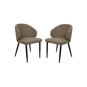 Eetkamerstoel Yuna - Taupe - Teddy/metaal - Set van 2 -