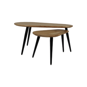 Salontafels Zurich - 95x52x46 - Natuur/zwart - Acaciahout/ijzer - Set van 2 - Salontafels Zurich - 95x52x46 - Natuur/zwart - Acaciahout/ijzer - Set van 2 -