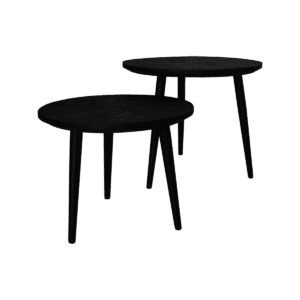 Ronde Bijzettafels Verona - 60x60x50/50x50x40 - Zwart - Mangohout/ijzer - Ronde Bijzettafels Verona - 60x60x50/50x50x40 - Zwart - Mangohout/ijzer -