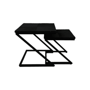 Bijzettafels Z-model - Zwart - Mangohout/ijzer - Set van 2 - Bijzettafels Z-model - Zwart - Mangohout/ijzer - Set van 2 -
