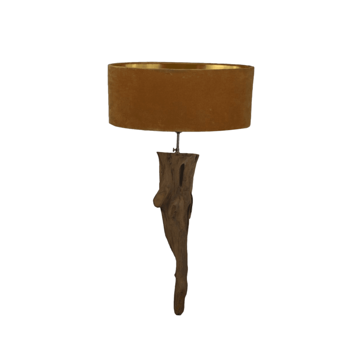 HSM-Muurlamp met Ovale Kap-38x19x90-Bruin/Beige-Teak/Fabric
