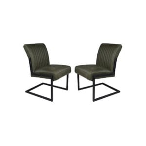 HSM Collectie-Eetkamerstoel Texas S/2-55x50x85-Groen/Zwart-Leder/Metaal - HSM Collectie-Eetkamerstoel Texas S/2-55x50x85-Groen/Zwart-Leder/Metaal -