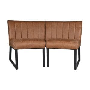 HSM Collectie-Eetkamerbank Texas-68x55x88-Cognac/Zwart-Leder/Metaal