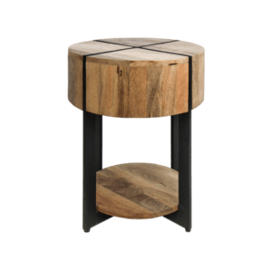HSM Collectie-Ronde Bijzettafel Jackson-ø40x51-Natuur/Black-Mango/Metaal - HSM Collectie-Ronde Bijzettafel Jackson-ø40x51-Natuur/Black-Mango/Metaal -